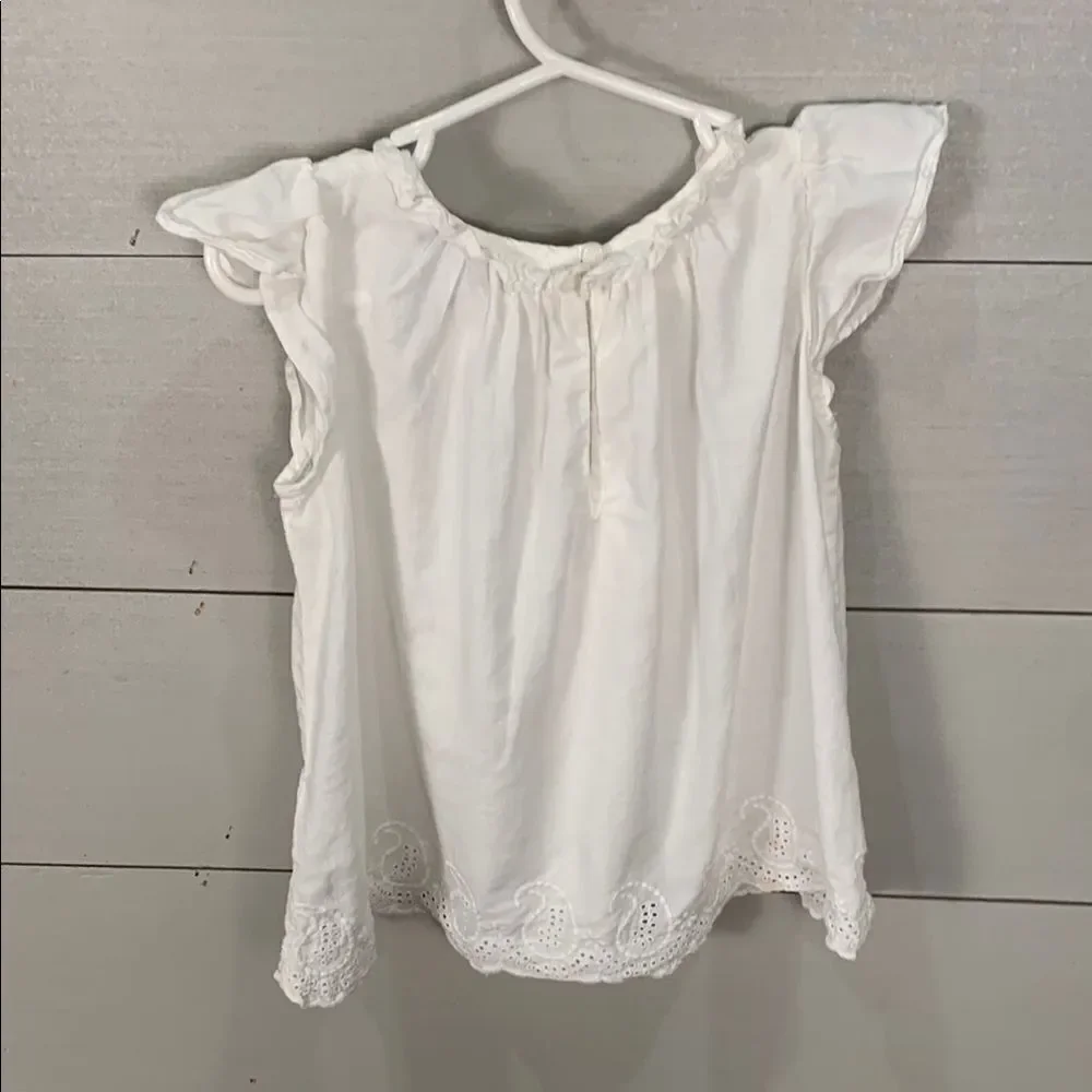 Ralph Lauren White Blouse with Flutter Cap Sleeves